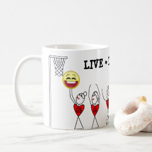 Live Laugh Play Emoji Funny Netball Koffiemok