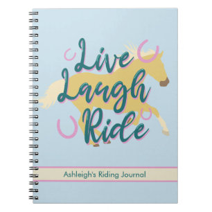 Live Laugh Ride - Blauwgroen + Palomino Horse Ridi Notitieboek