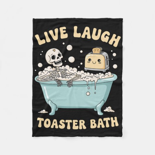 Live Laugh Toaster The Funny Skeleton Meme Dark Hu Fleece Deken (Voorkant)