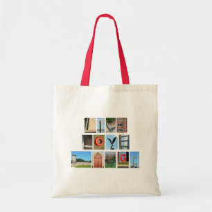 LIVE LAUGH, uitgesponnen met letters afbeelding Tote Bag