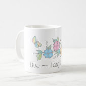 Live Laugh | Waterverf van vlinderbloemigen Koffiemok (Voorkant links)