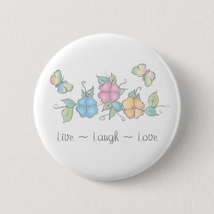 Live Laugh   Waterverf van vlinderbloemigen Ronde Button 5,7 Cm