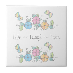 Live Laugh   Waterverf van vlinderbloemigen Tegeltje