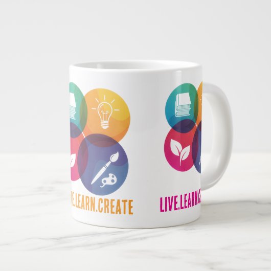 Live.Learn.Creëer Jumbo Coffee Mok (Voorkant rechts)
