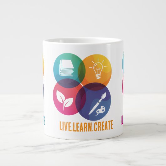 Live.Learn.Creëer Jumbo Coffee Mok (Voorkant)