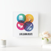 Live.Learn.Creëer Vierkante Klok (Huis)