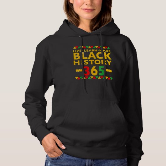 Live Learn Make Black History Month Curly Natural Hoodie (Voorkant)