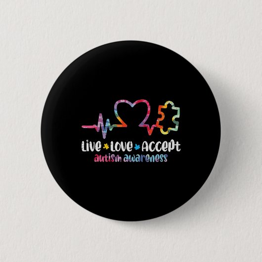 Live Liefde Accepteer Autisme Bewustzijn Moeder Va Ronde Button 5,7 Cm (Voorkant)