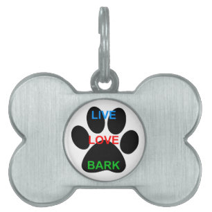 LIVE LIEFDE BARK Hond Paw Print Huisdieren Naamplaatje