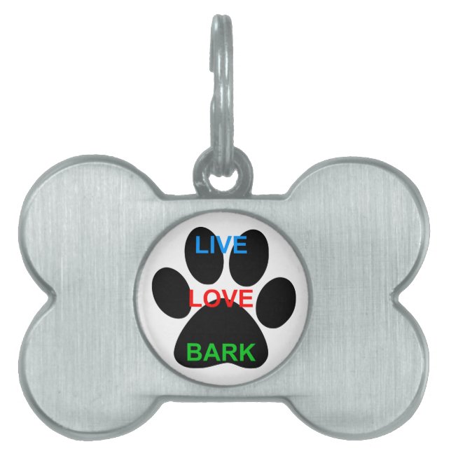 LIVE LIEFDE BARK Hond Paw Print Huisdieren Naamplaatje (voorkant)