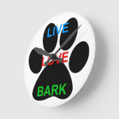 LIVE LIEFDE BARK Hond Paw Print Ronde Klok (Hoek)