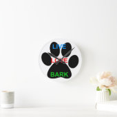 LIVE LIEFDE BARK Hond Paw Print Ronde Klok (Huis)