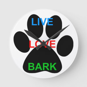 LIVE LIEFDE BARK Hond Paw Print Ronde Klok