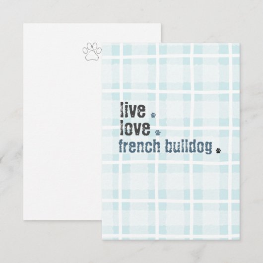 Live Liefde Franse Bulldog Frenchie Notitiekaartje (Voorkant / Achterkant)