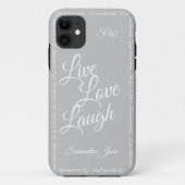 Live Liefde Lach Elegant Grijs Wit Script Case-Mate iPhone Case (Achterkant)