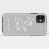 Live Liefde Lach Elegant Grijs Wit Script Case-Mate iPhone Case (Achterkant (horizontaal))