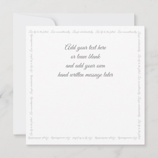 Live Liefde Lach Elegant Wit Script Roze Groet (Achterkant)