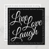 Live Liefde Lach Elegant Wit Script Zwart Kaart (Voorkant / Achterkant)