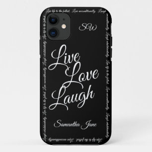 Live Liefde Lach Elegant Zwart Wit Script Case-Mate iPhone Case