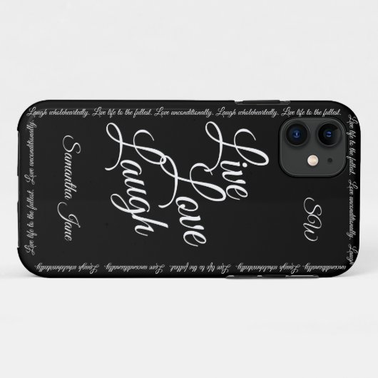 Live Liefde Lach Elegant Zwart Wit Script Case-Mate iPhone Case (Achterkant (horizontaal))