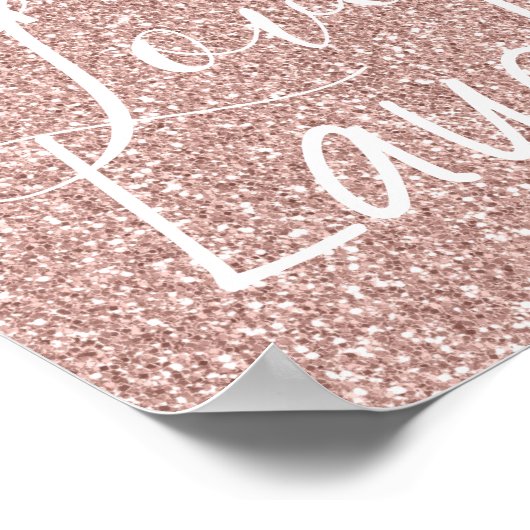 Live Liefde Lach Meisje Roze Glitter Poster (Hoek)