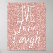 Live Liefde Lach Meisje Roze Glitter Poster (Voorkant)