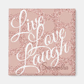 Live Liefde Lach Roos Polka Dot Roze Glitter Naam Magneet (Voorkant)