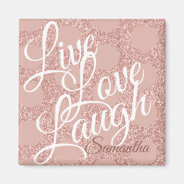 Live Liefde Lach Roos Polka Dot Roze Glitter Naam Magneet