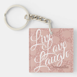 Live Liefde Lach Roos Polka Dot Roze Glitter Naam Sleutelhanger