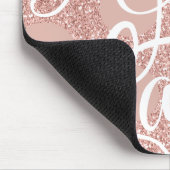 Live Liefde Lach Roze Glitter Roos Dot Monogram Muismat (Hoek)