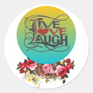 LIVE LIEFDE LACHEN LEVENDIGE RONDE STICKER