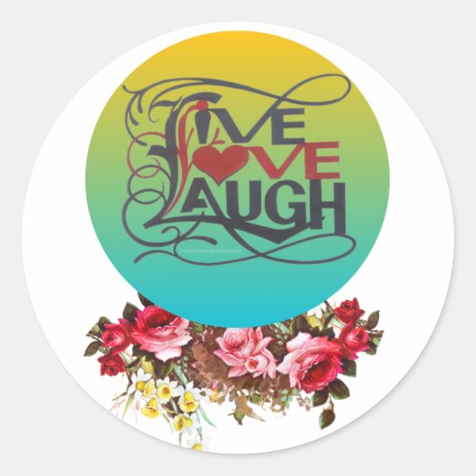 LIVE LIEFDE LACHEN LEVENDIGE RONDE STICKER (Voorkant)