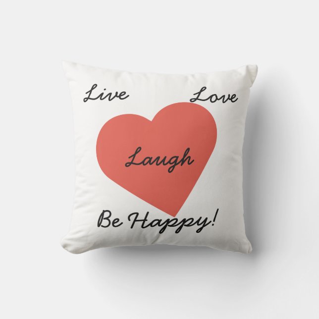 Live Liefde Lachen Rood Hart Outdoor Kussen (Voorkant)