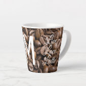 Live Liefde Latte Koffiebonen Modern Monogram Latte Mok (Rechterhoek)