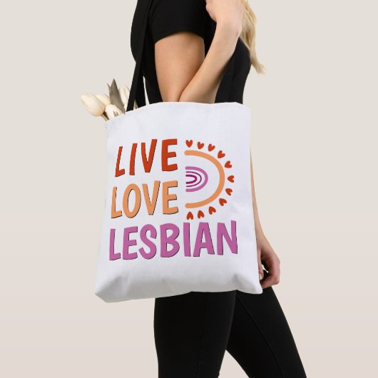 Live liefde lesbisch vieren diversiteit boho regen tote bag (Dichtbij)
