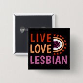 Live liefde lesbische boho regenboog vieren divers vierkante button 5,1 cm (Voorkant /achterkant)