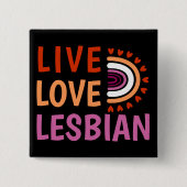 Live liefde lesbische boho regenboog vieren divers vierkante button 5,1 cm (Voorkant)