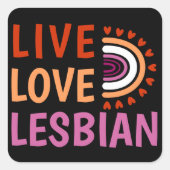 Live liefde lesbische boho regenboog vieren divers vierkante sticker (Voorkant)