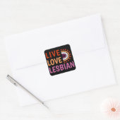 Live liefde lesbische boho regenboog vieren divers vierkante sticker (Envelop)