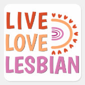 Live liefde lesbische boho regenboog vieren divers vierkante sticker (Voorkant)