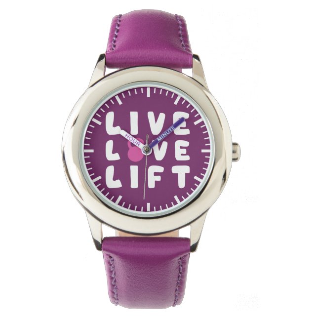 Live, Liefde, Lift Fitness Gym Horloge (Voorkant)