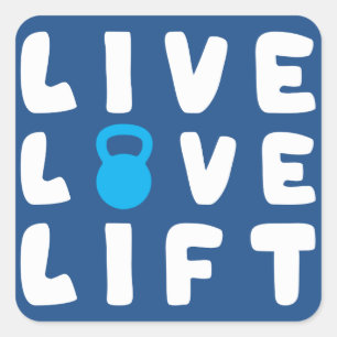 Live, Liefde, Lift Fitness Gym Vierkante Sticker
