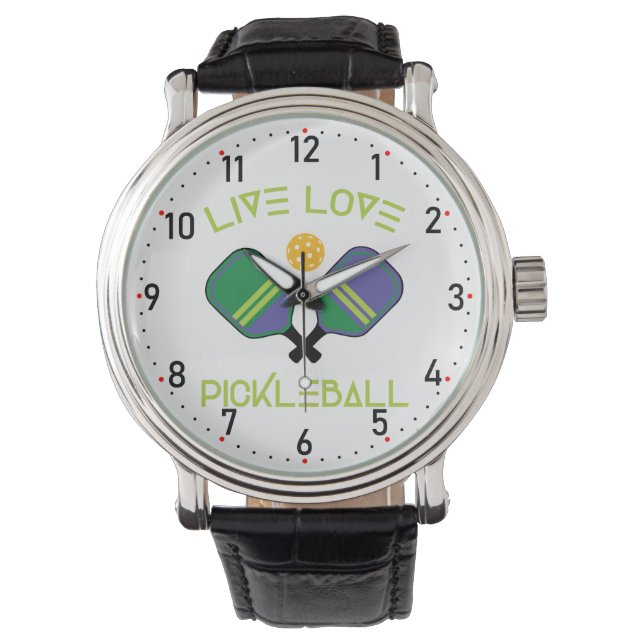 😍 Live, liefde, pickleball Horloge (Voorkant)