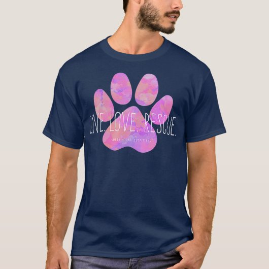 Live Liefde Redding Roze Hond Paw T-shirt (Voorkant)