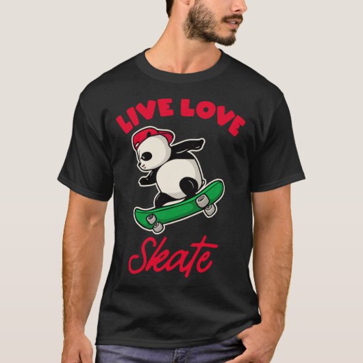 Live Liefde schaats Skater beer Grappig Skateboard T-shirt (Voorkant)