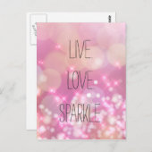Live Liefde Sparkle Roze Glitter Inspirerend Quote Briefkaart (Voorkant / Achterkant)