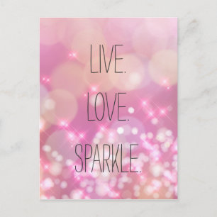 Live Liefde Sparkle Roze Glitter Inspirerend Quote Briefkaart