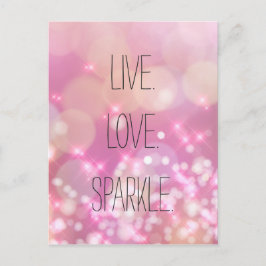 Live Liefde Sparkle Roze Glitter Inspirerend Quote Briefkaart
