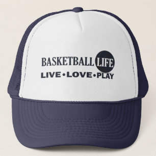 Live Liefde Speel basketbal leven met blauwe bal Trucker Pet