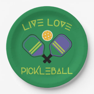 😍 Live, liefje, Borden met pickleball Papieren Bordje